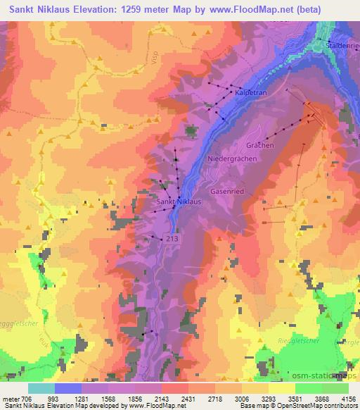 Sankt Niklaus,Switzerland Elevation Map