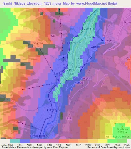 Sankt Niklaus,Switzerland Elevation Map