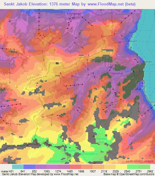 Sankt Jakob,Switzerland Elevation Map