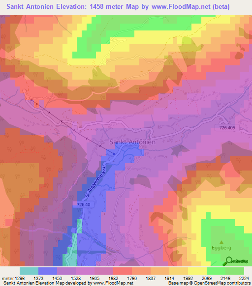 Sankt Antonien,Switzerland Elevation Map