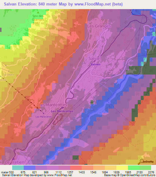 Salvan,Switzerland Elevation Map