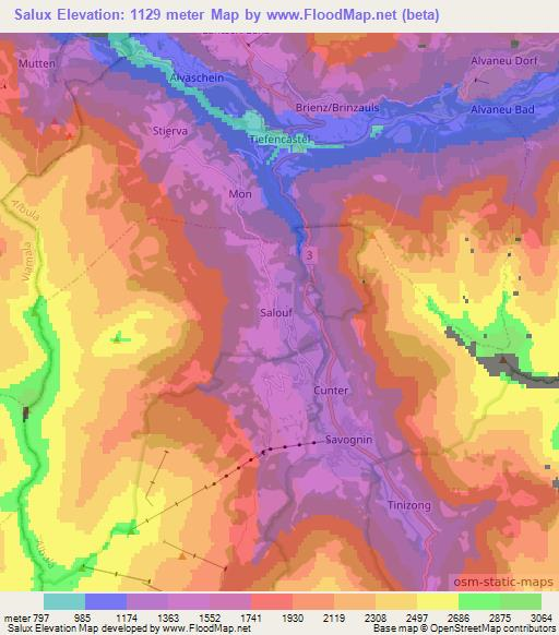 Salux,Switzerland Elevation Map