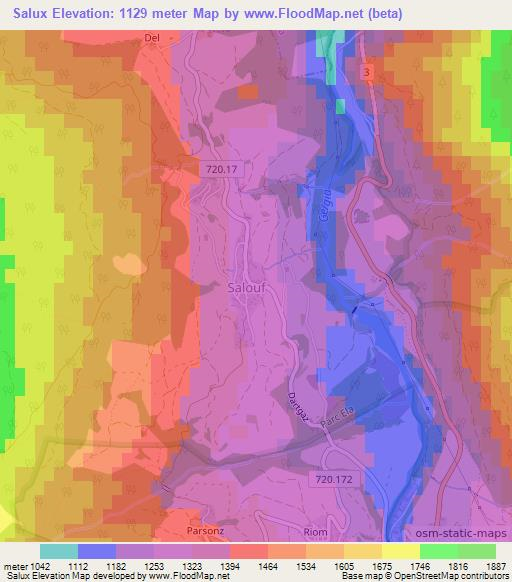 Salux,Switzerland Elevation Map