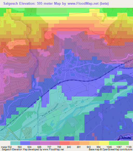 Salgesch,Switzerland Elevation Map