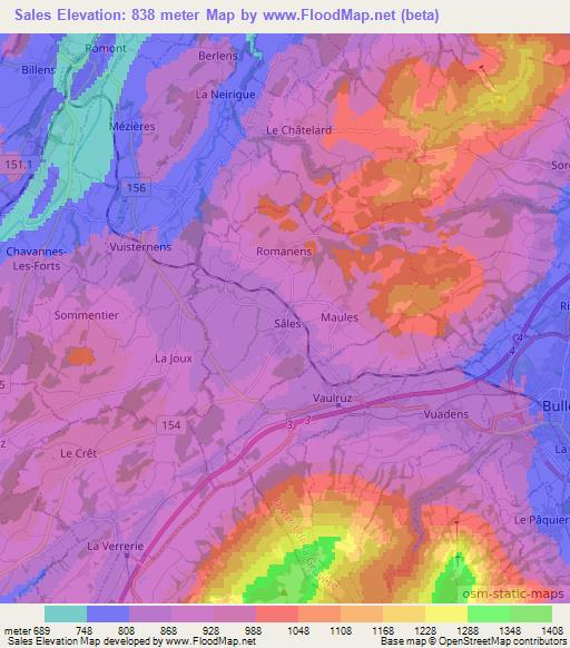 Sales,Switzerland Elevation Map