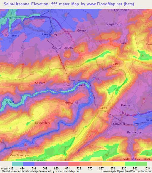 Saint-Ursanne,Switzerland Elevation Map