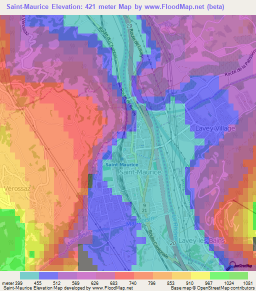 Saint-Maurice,Switzerland Elevation Map