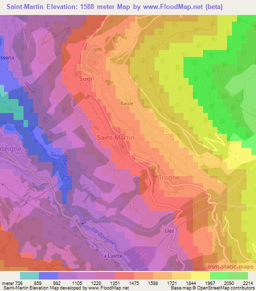 Saint-Martin,Switzerland Elevation Map