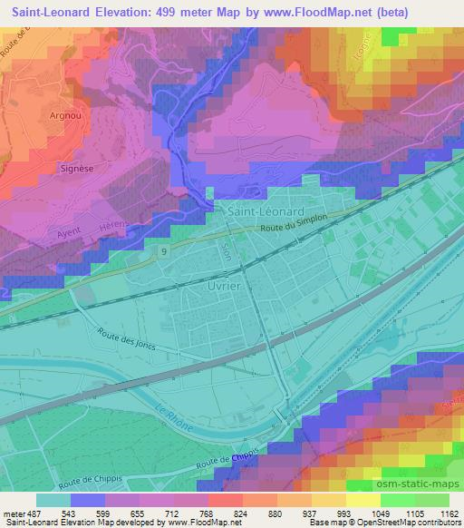 Saint-Leonard,Switzerland Elevation Map
