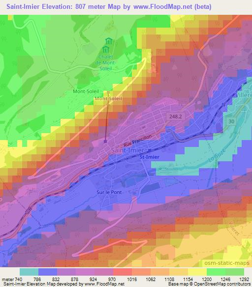 Saint-Imier,Switzerland Elevation Map