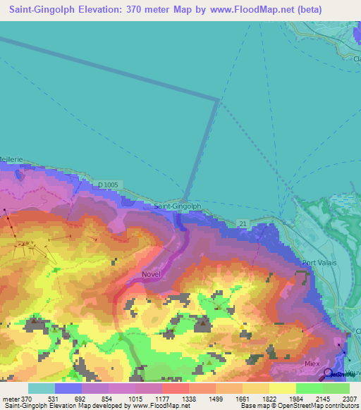 Saint-Gingolph,Switzerland Elevation Map