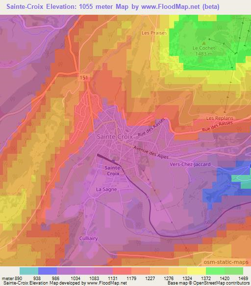 Sainte-Croix,Switzerland Elevation Map