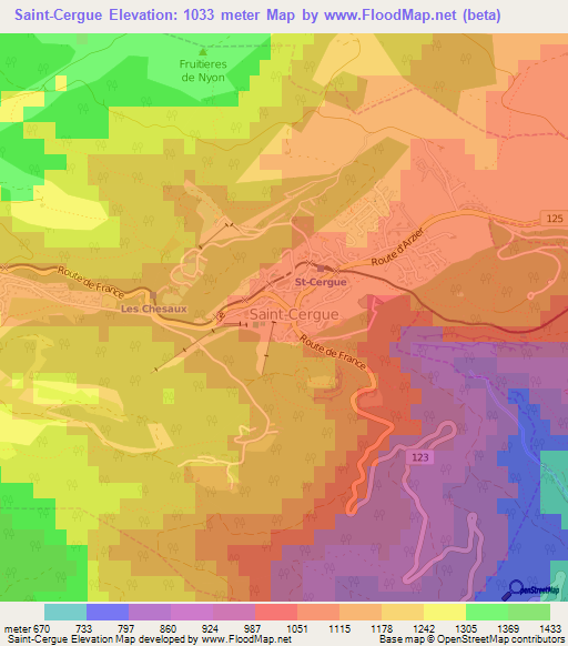 Saint-Cergue,Switzerland Elevation Map