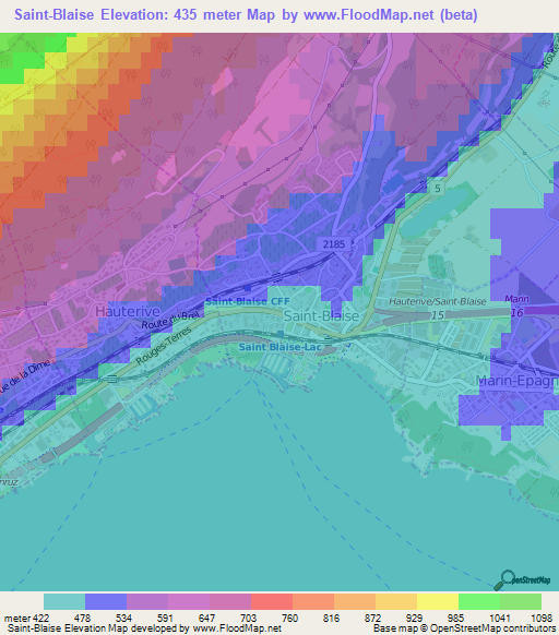 Saint-Blaise,Switzerland Elevation Map