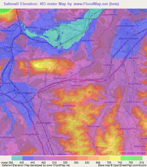 Safenwil,Switzerland Elevation Map