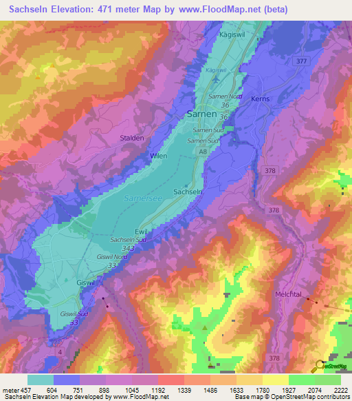 Sachseln,Switzerland Elevation Map