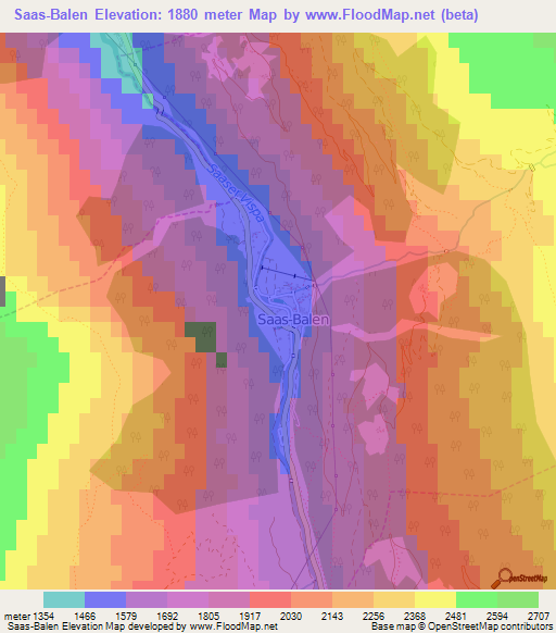 Saas-Balen,Switzerland Elevation Map