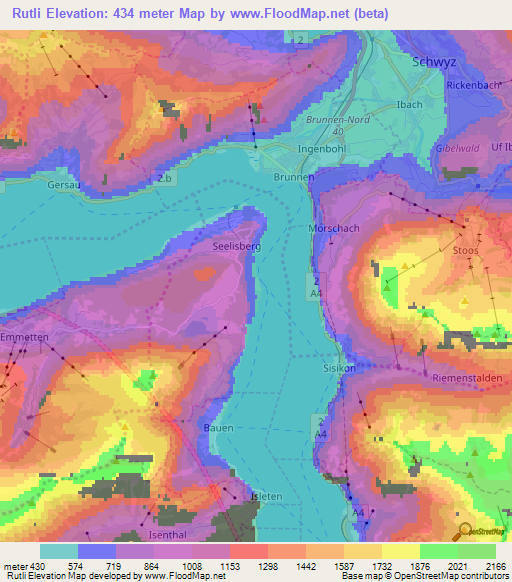 Rutli,Switzerland Elevation Map