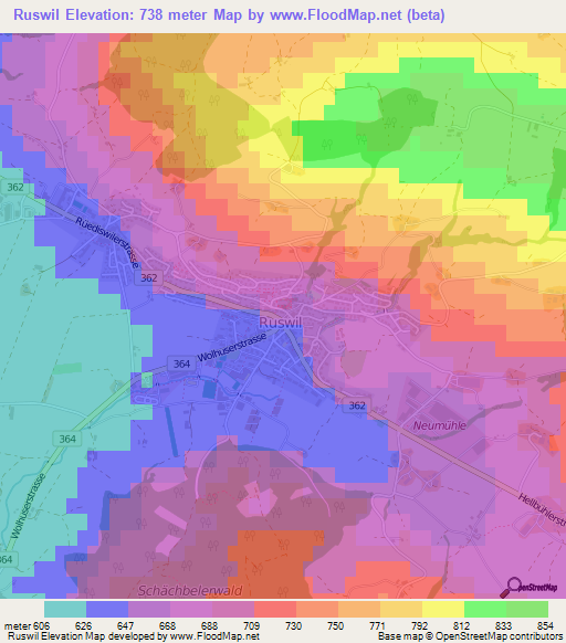 Ruswil,Switzerland Elevation Map