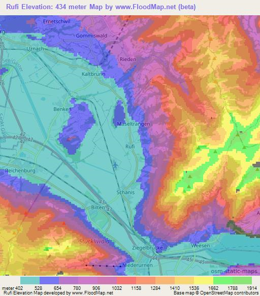 Rufi,Switzerland Elevation Map