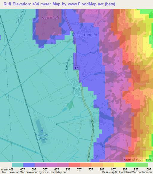 Rufi,Switzerland Elevation Map