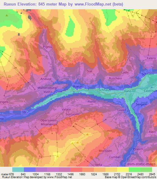 Rueun,Switzerland Elevation Map