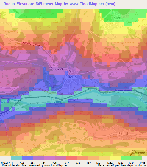 Rueun,Switzerland Elevation Map