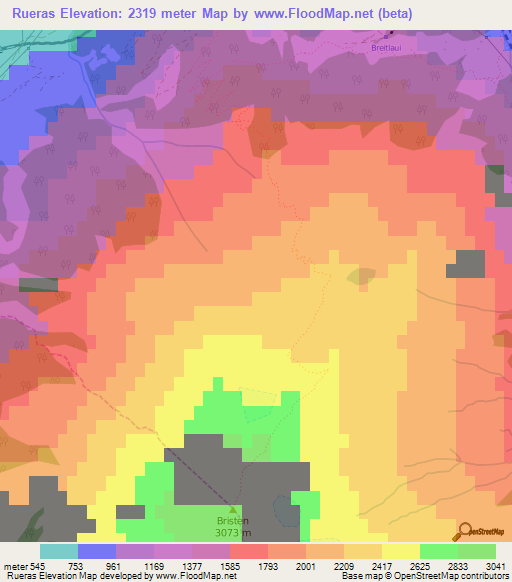 Rueras,Switzerland Elevation Map