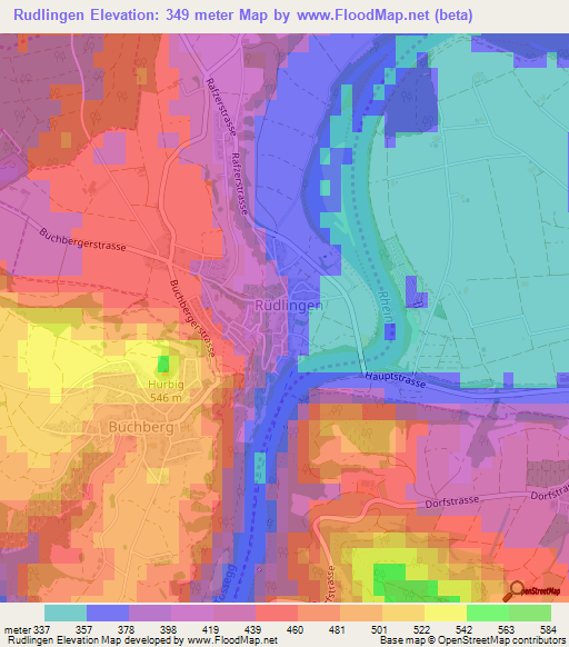 Rudlingen,Switzerland Elevation Map