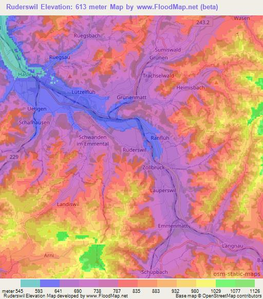 Ruderswil,Switzerland Elevation Map