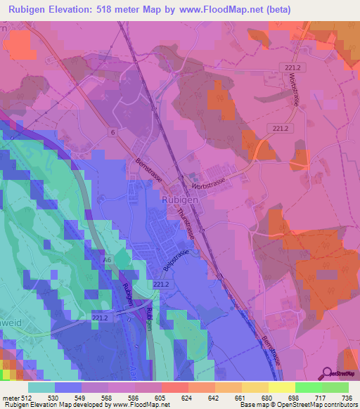 Rubigen,Switzerland Elevation Map