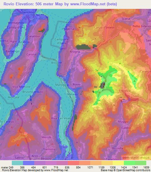 Rovio,Switzerland Elevation Map