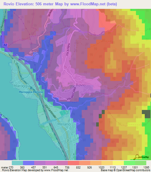 Rovio,Switzerland Elevation Map