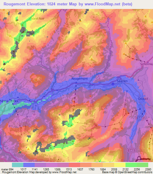 Rougemont,Switzerland Elevation Map