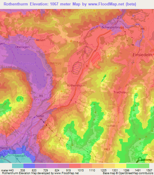 Rothenthurm,Switzerland Elevation Map