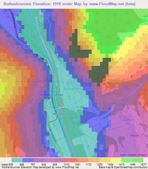 Rothenbrunnen,Switzerland Elevation Map