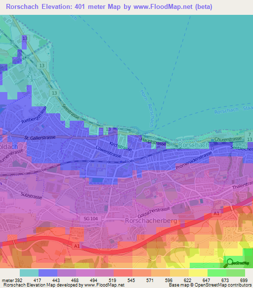 Rorschach,Switzerland Elevation Map