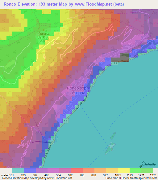 Ronco,Switzerland Elevation Map