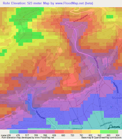 Rohr,Switzerland Elevation Map