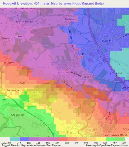 Roggwil,Switzerland Elevation Map