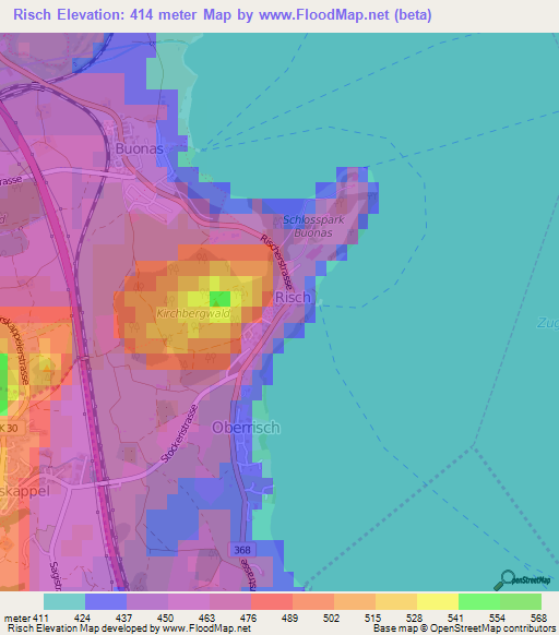 Risch,Switzerland Elevation Map