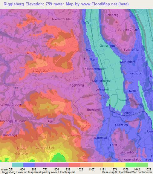 Riggisberg,Switzerland Elevation Map