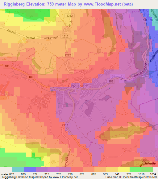 Riggisberg,Switzerland Elevation Map