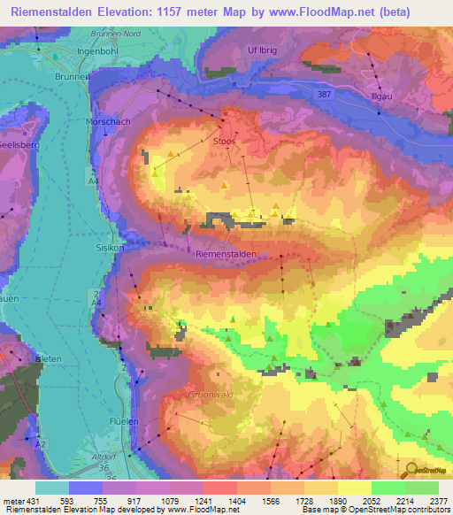 Riemenstalden,Switzerland Elevation Map