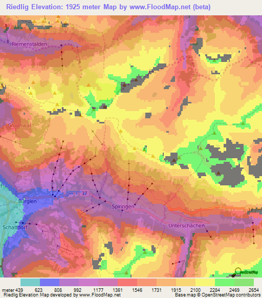 Riedlig,Switzerland Elevation Map