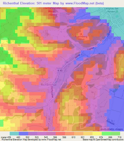 Richenthal,Switzerland Elevation Map