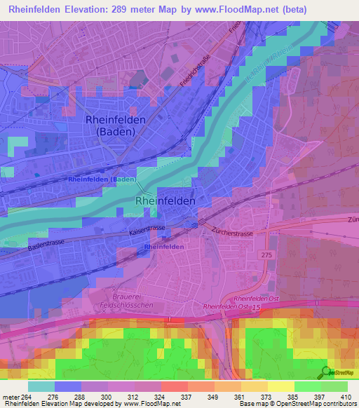 Rheinfelden,Switzerland Elevation Map