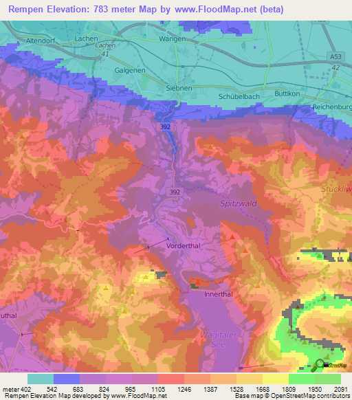 Rempen,Switzerland Elevation Map