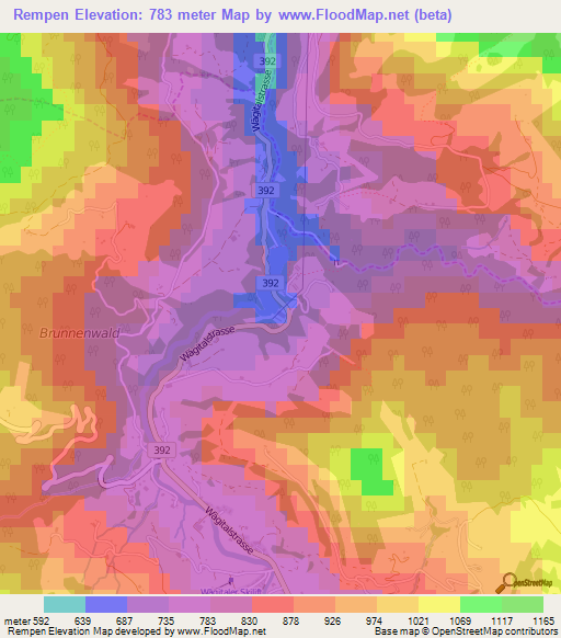 Rempen,Switzerland Elevation Map