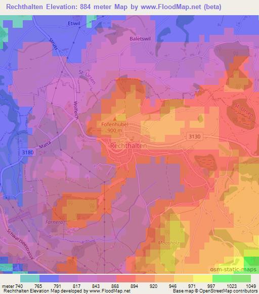 Rechthalten,Switzerland Elevation Map
